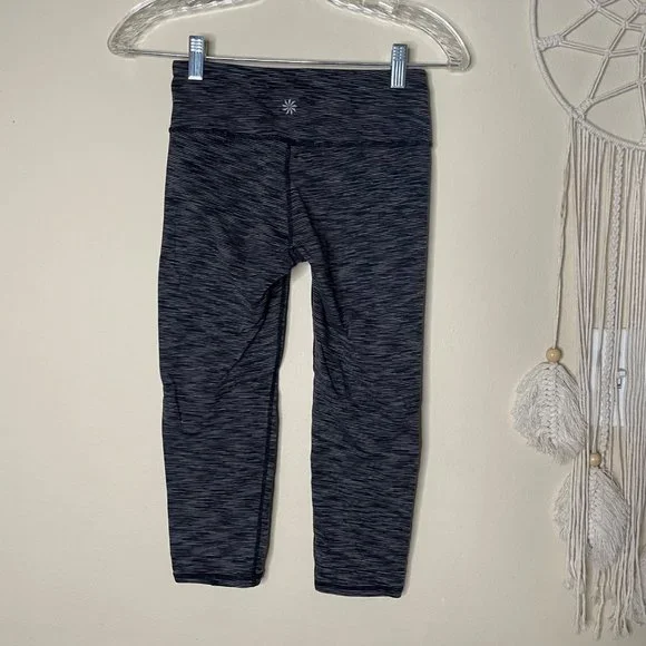 Athleta Energy Chaturanga Black Space Dye Cropped Legging Pant XS - Picture 6 of 12